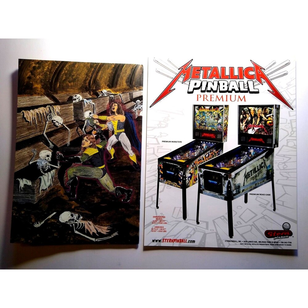 METALLICA Collectors Set Pinball Machine Flyer And Fantasy Rock Comic Book Lot